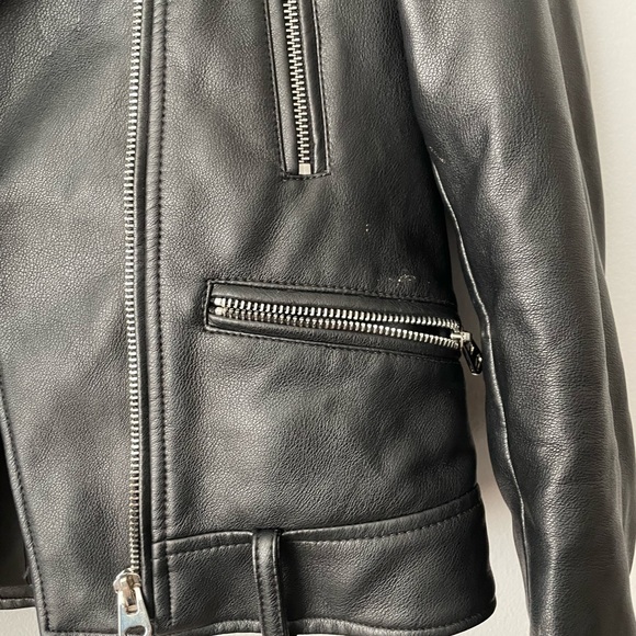 Zara TRF Faux Leather Cropped Moto Jacket Size xSmall - Picture 5 of 12